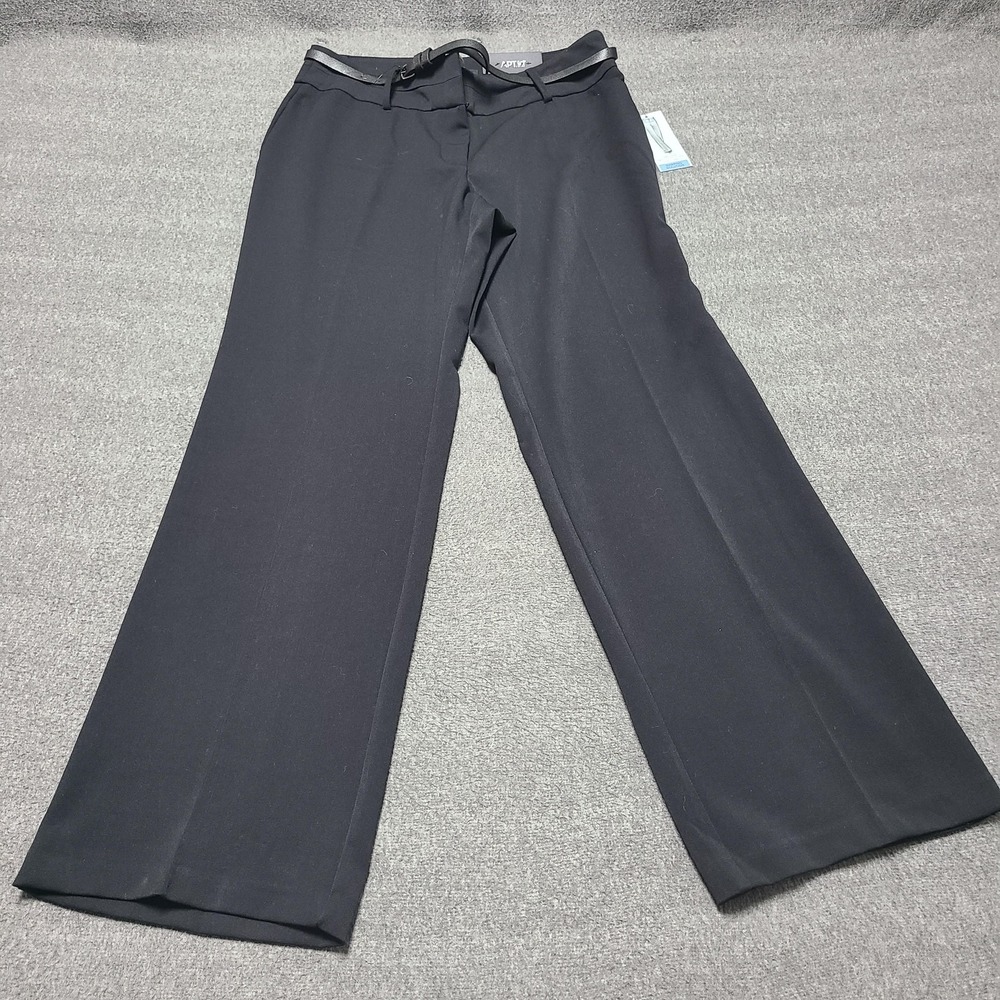 APT 9 Black Wide Leg Dress Pants Mid‎ Rise Belted Size 10